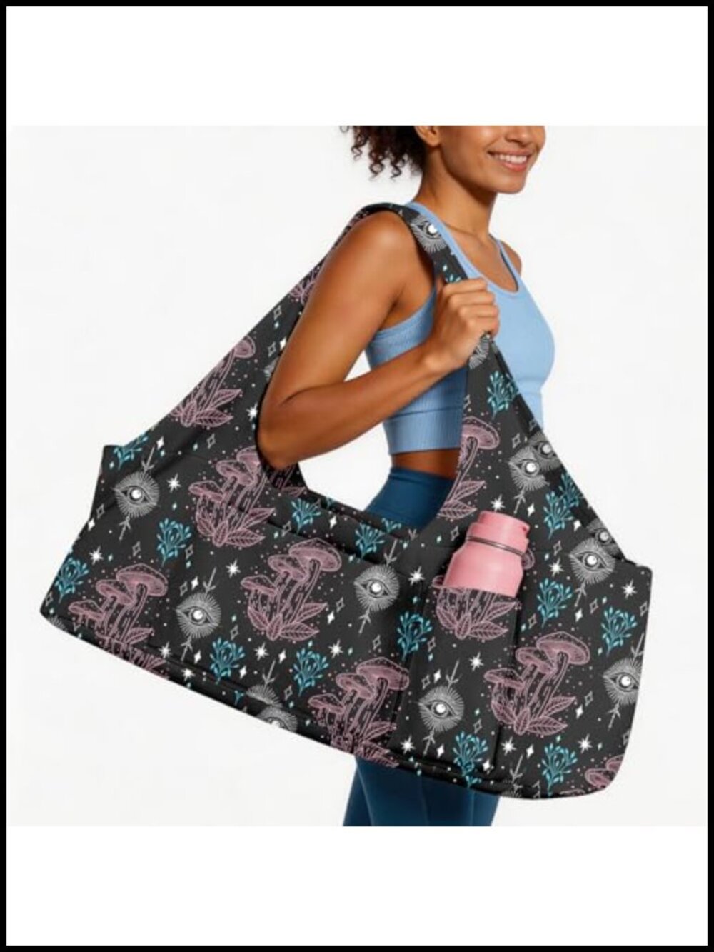 Large Cotton Canvas Yoga Mat Bag Tote for Gym Travel